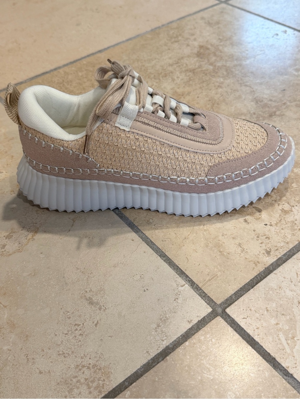 Woven Platform Sneakers in Blush Beige - Picture 9 of 11